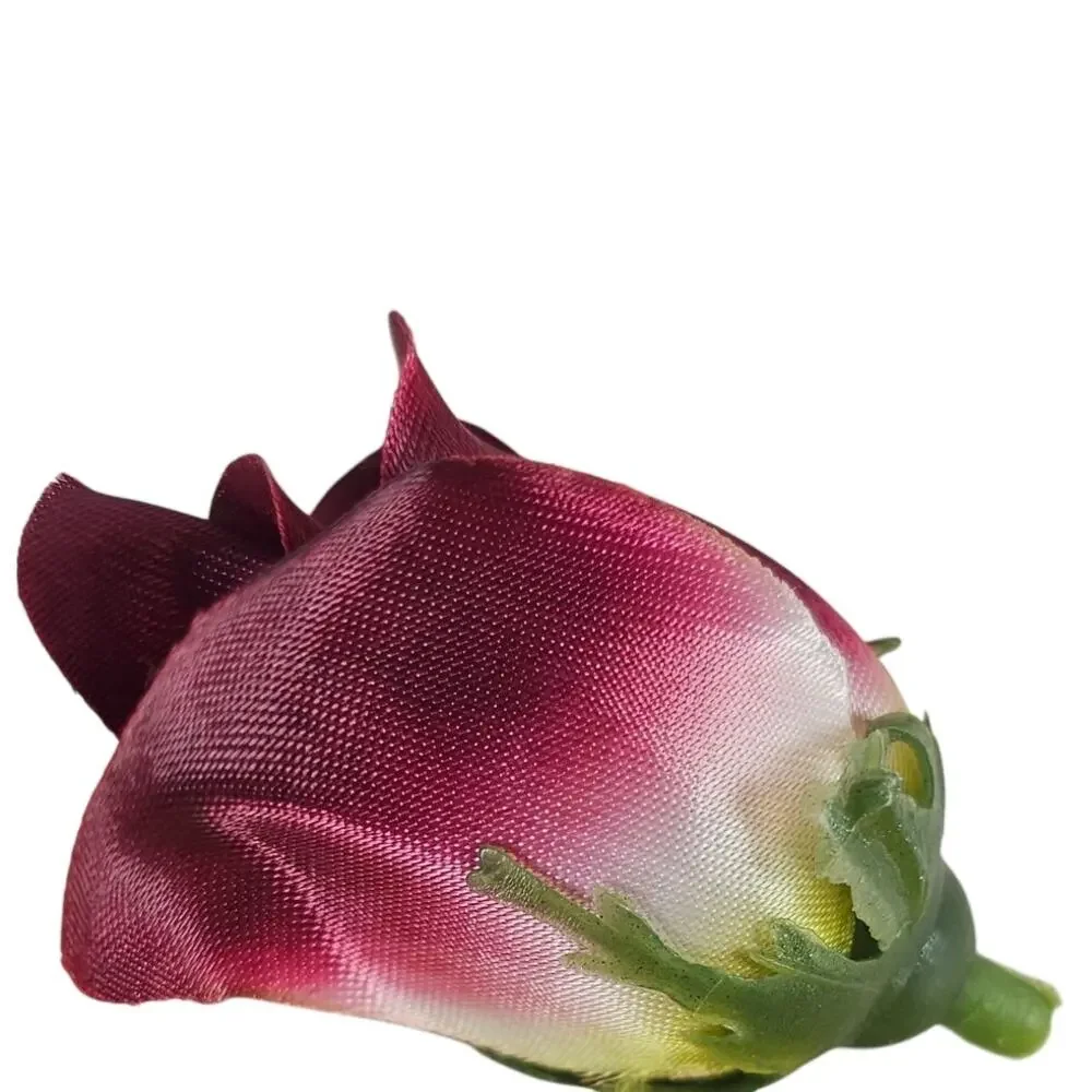 50 Wine Red Satin Rose Buds Stemless Wedding Floral Craft DIY 2 inch Burgundy
